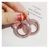 Crystal Gold-Plated Loop Drop Earrings for Women-Hoop Earrings SP004