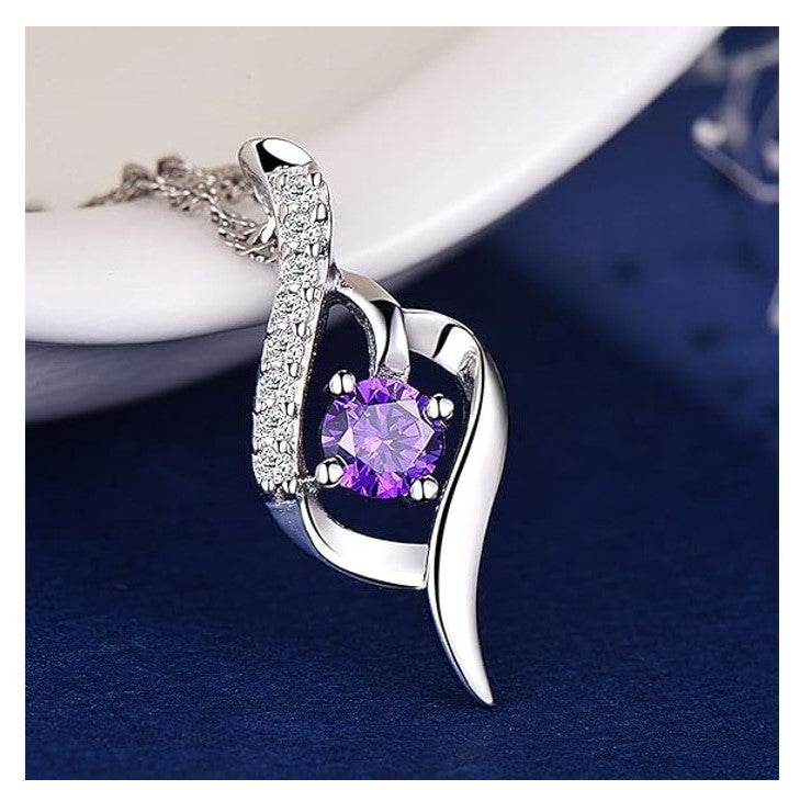 Cubic Zirconia Pendant Purple-Women Jewelry Necklace SP004