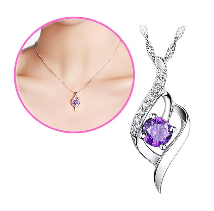 Cubic Zirconia Pendant Purple-Women Jewelry Necklace SP004