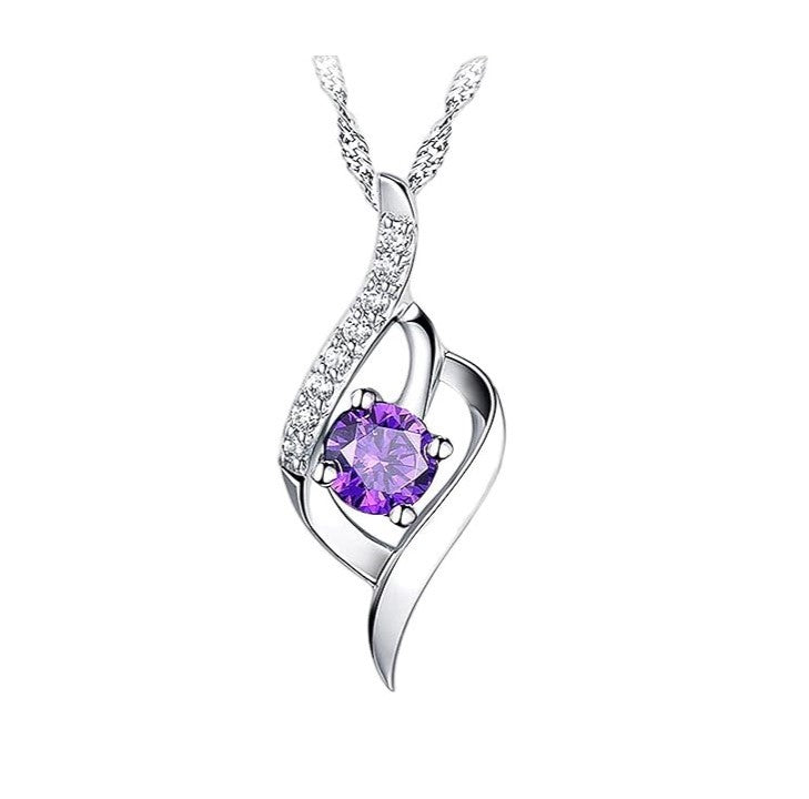 Cubic Zirconia Pendant Purple-Women Jewelry Necklace SP004