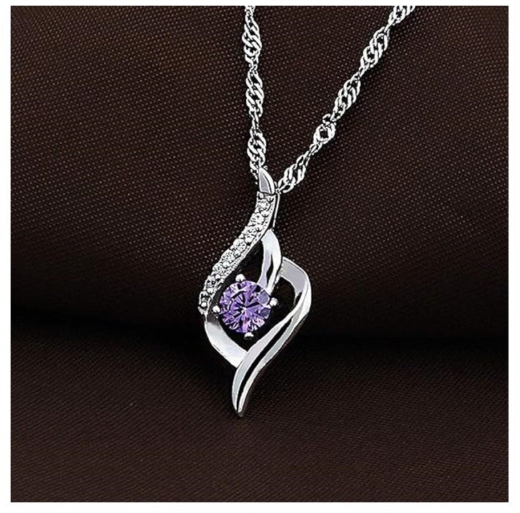 Cubic Zirconia Pendant Purple-Women Jewelry Necklace SP004